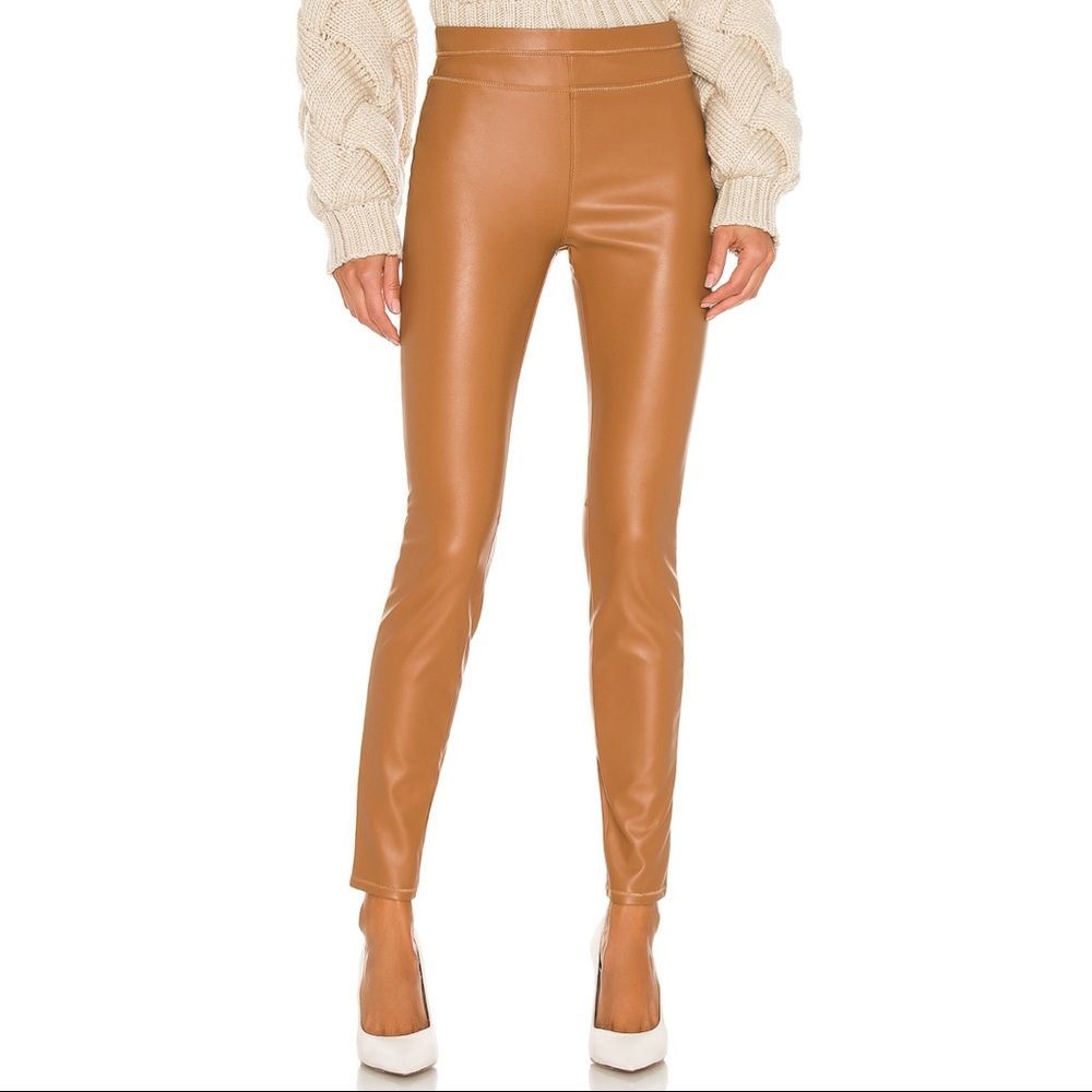 BlankNYC Skinny Faux Leather Legging Pant In Camel Tan
